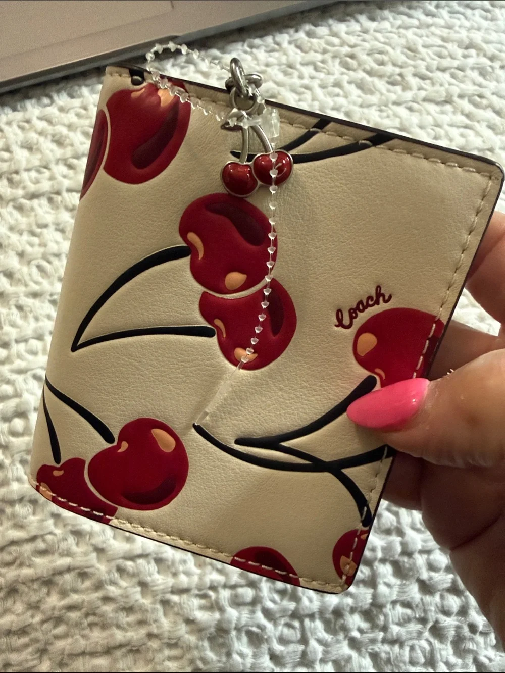 Coach Snap Wallet In Signature Canvas With Cherry Print 🍒 CZ347/CZ618